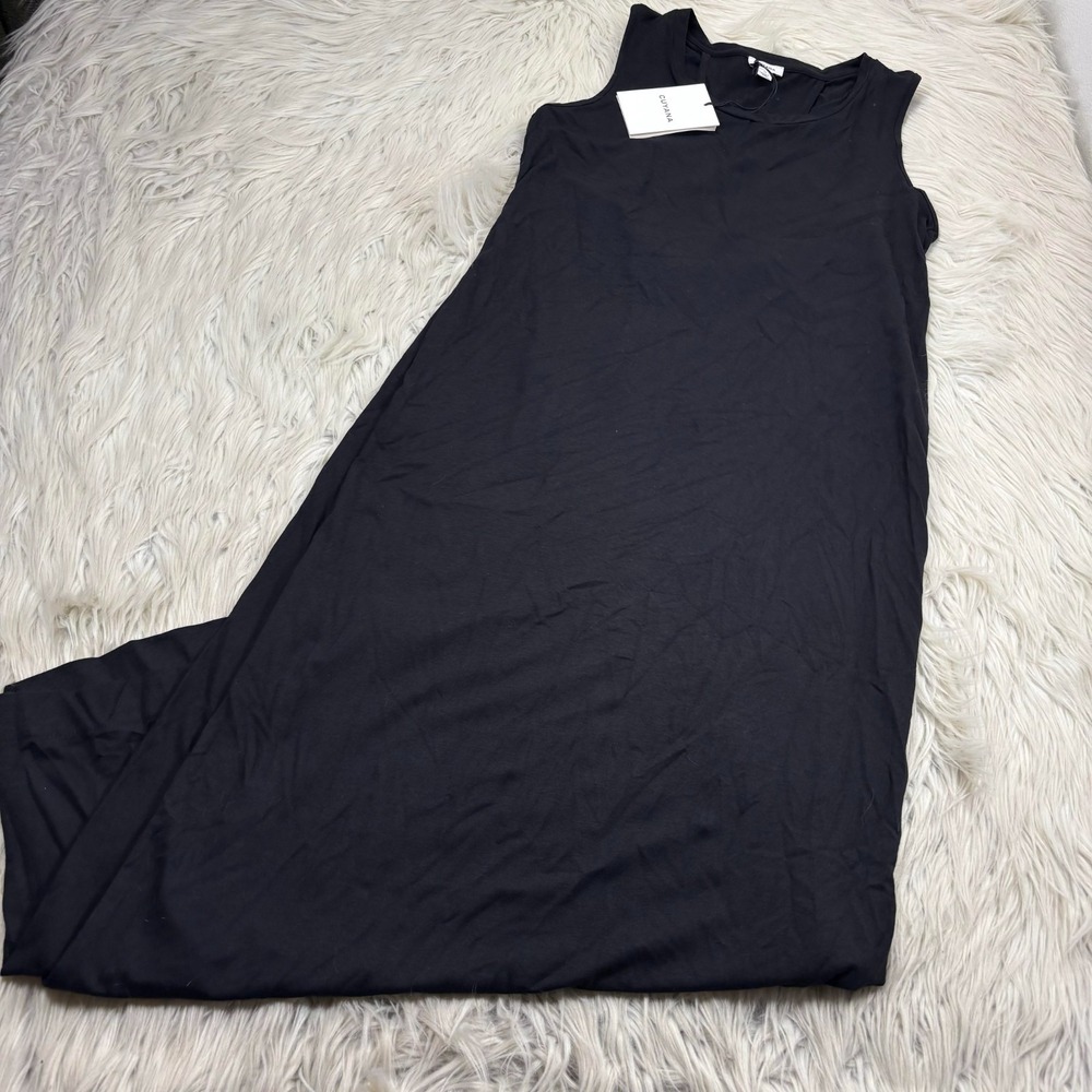 NWT Cuyana Women's M Black Drape Back Dress Midi‎ Minimalist Pima Grecian